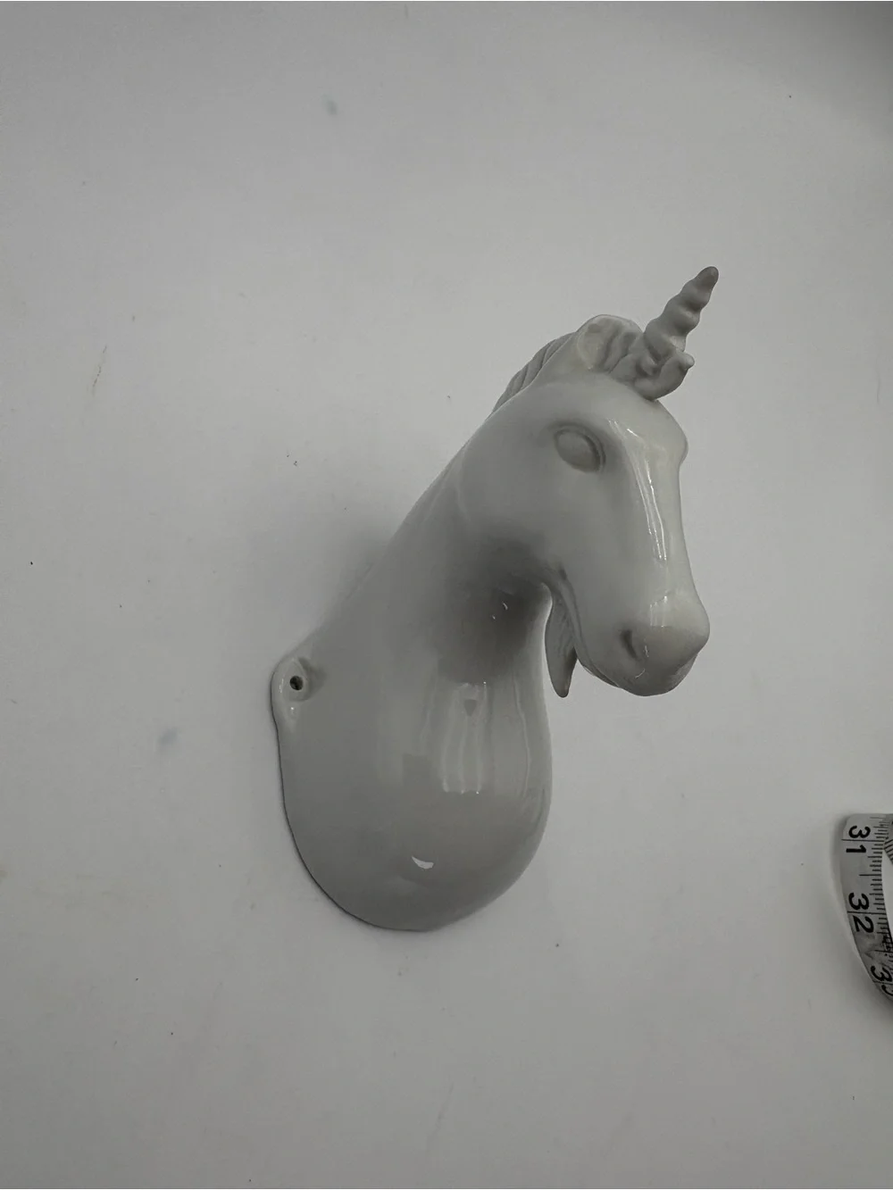 White Glazed Ceramic Unicorn Hook